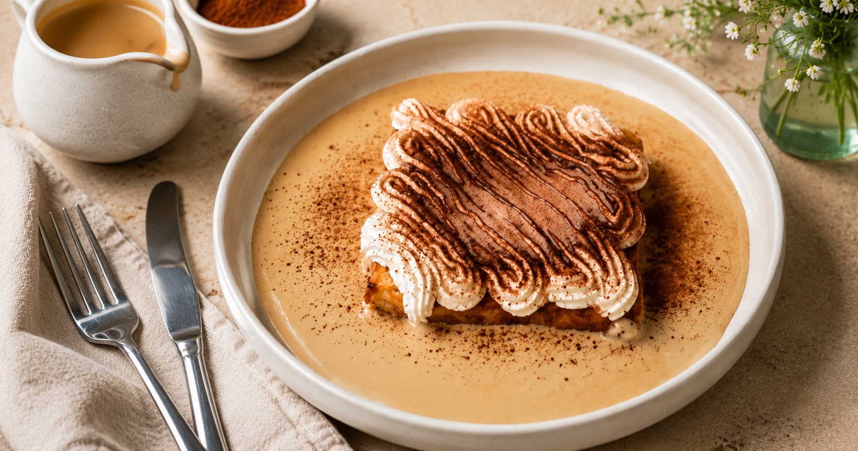 Tiramisu French Toast – Goldbraun gebratene Brioche mit luftiger Mascarponecreme und aromatischer Kaffeesauce