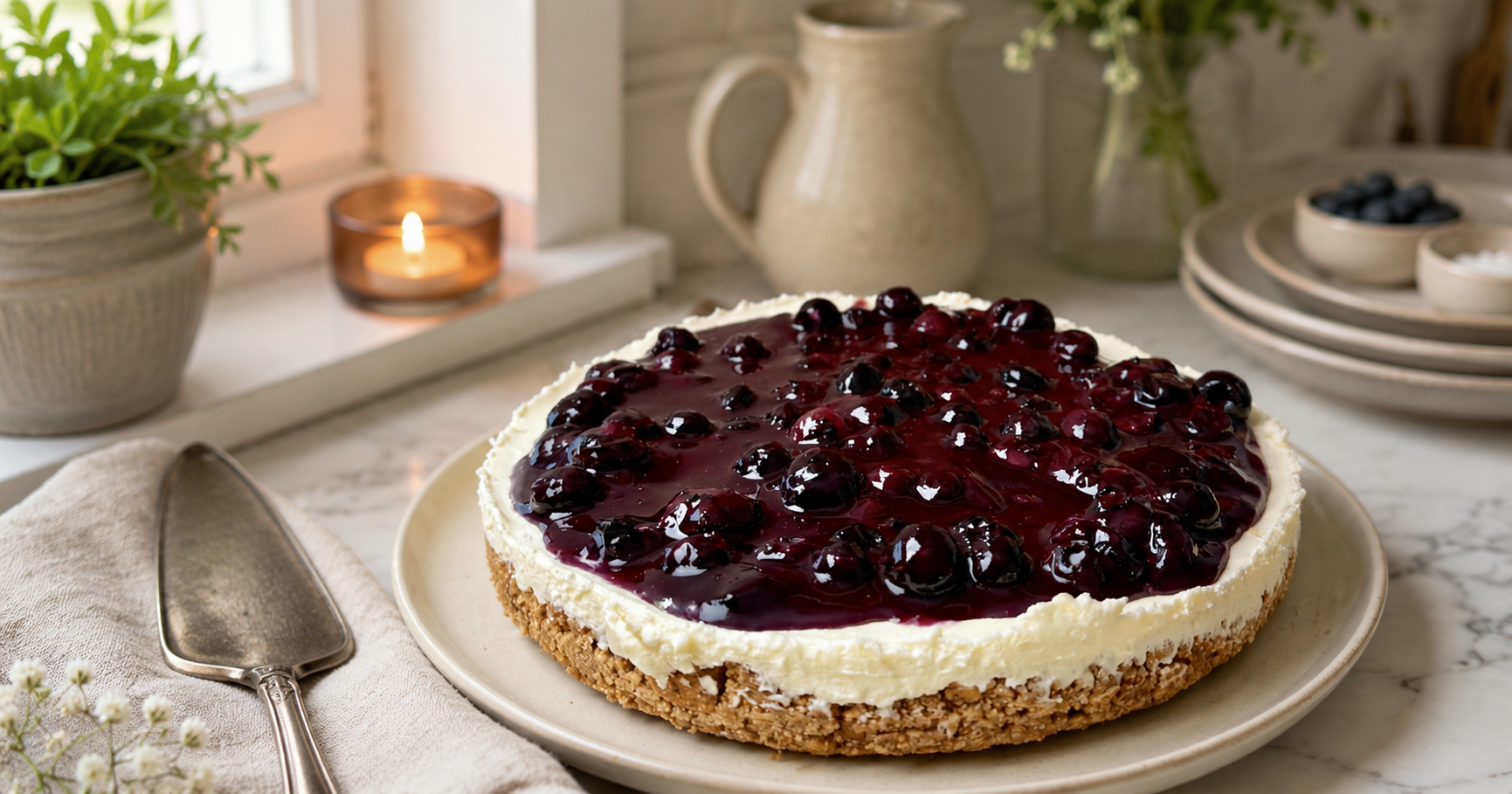 No-Bake Heidelbeer-Cheesecake – Cremig, fruchtig und das perfekte Dessert für warme Sommertage