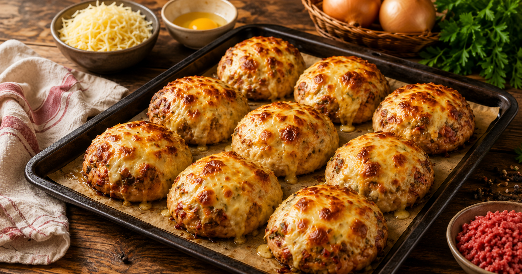 Überbackene Hackfleischbrötchen – Knusprig, saftig und mit goldbraunem Käse
