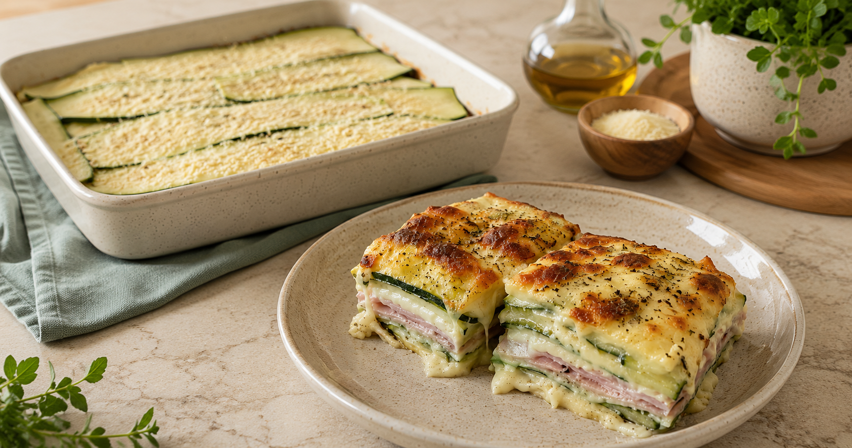 Cremiger Zucchini-Auflauf mit Schinken und Mozzarella – Herzhaft, käsig und unglaublich cremig