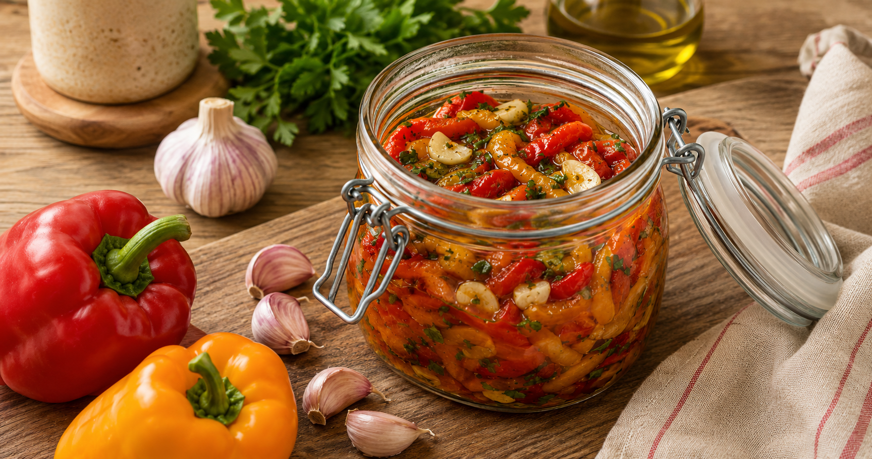 Geröstete Paprika in Knoblauchmarinade – aromatisch, saftig und vielseitig
