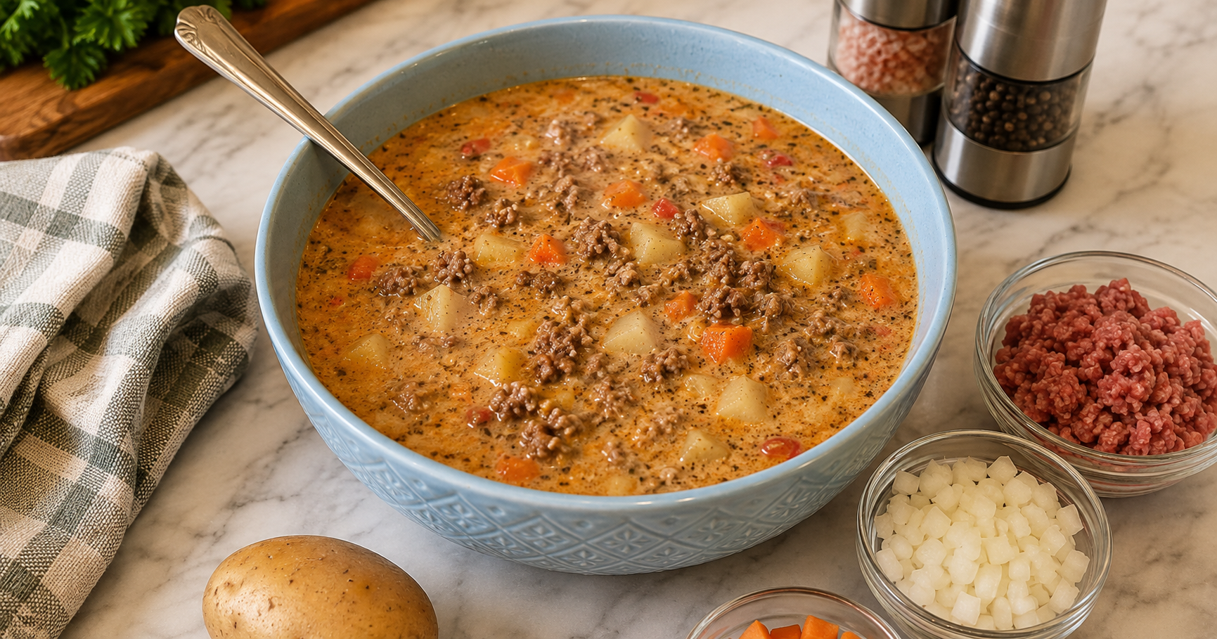 Friss-dich-dumm-Suppe mit Hackfleisch – cremig, herzhaft und richtig sättigend
