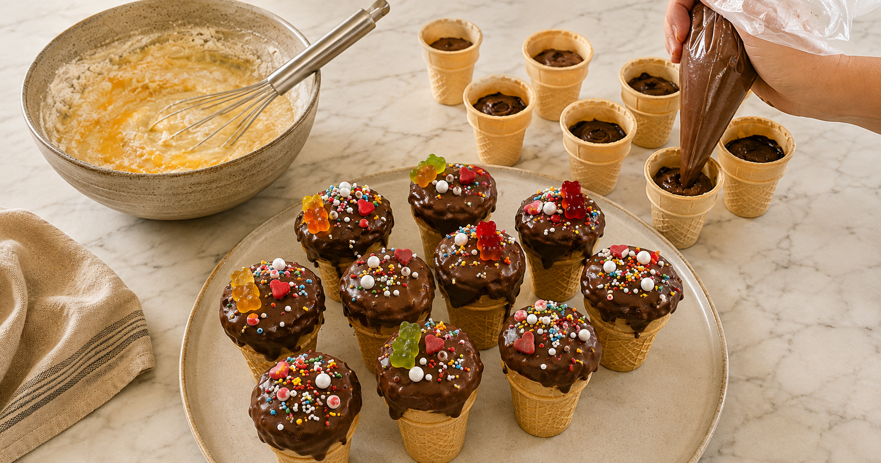 Kleine Kuchen im Waffelbecher – saftig, knusprig und perfekt zum Naschen