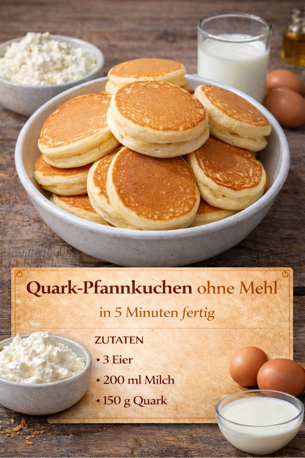Diese Quark-Pfannkuchen ohne Mehl sind in 5 Minuten fertig – leicht & sättigend