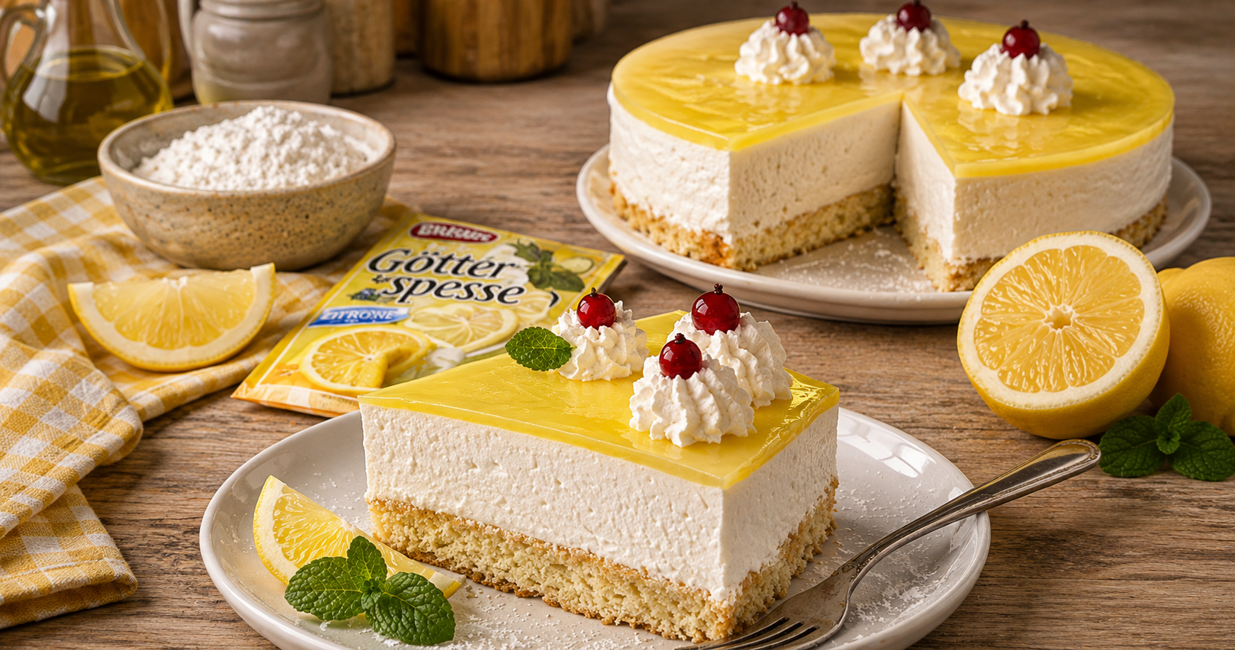 Zitronen-Joghurt-Torte – cremig, frisch & mit glänzendem Zitronenspiegel