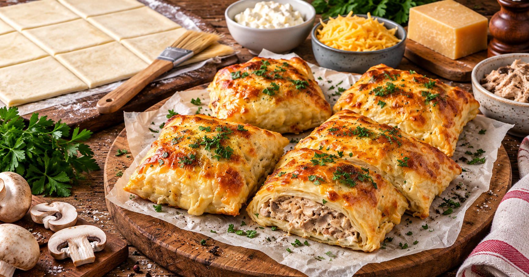 Thunfisch-Blätterteigtaschen mit Käse – knusprig, cremig & voller Geschmack