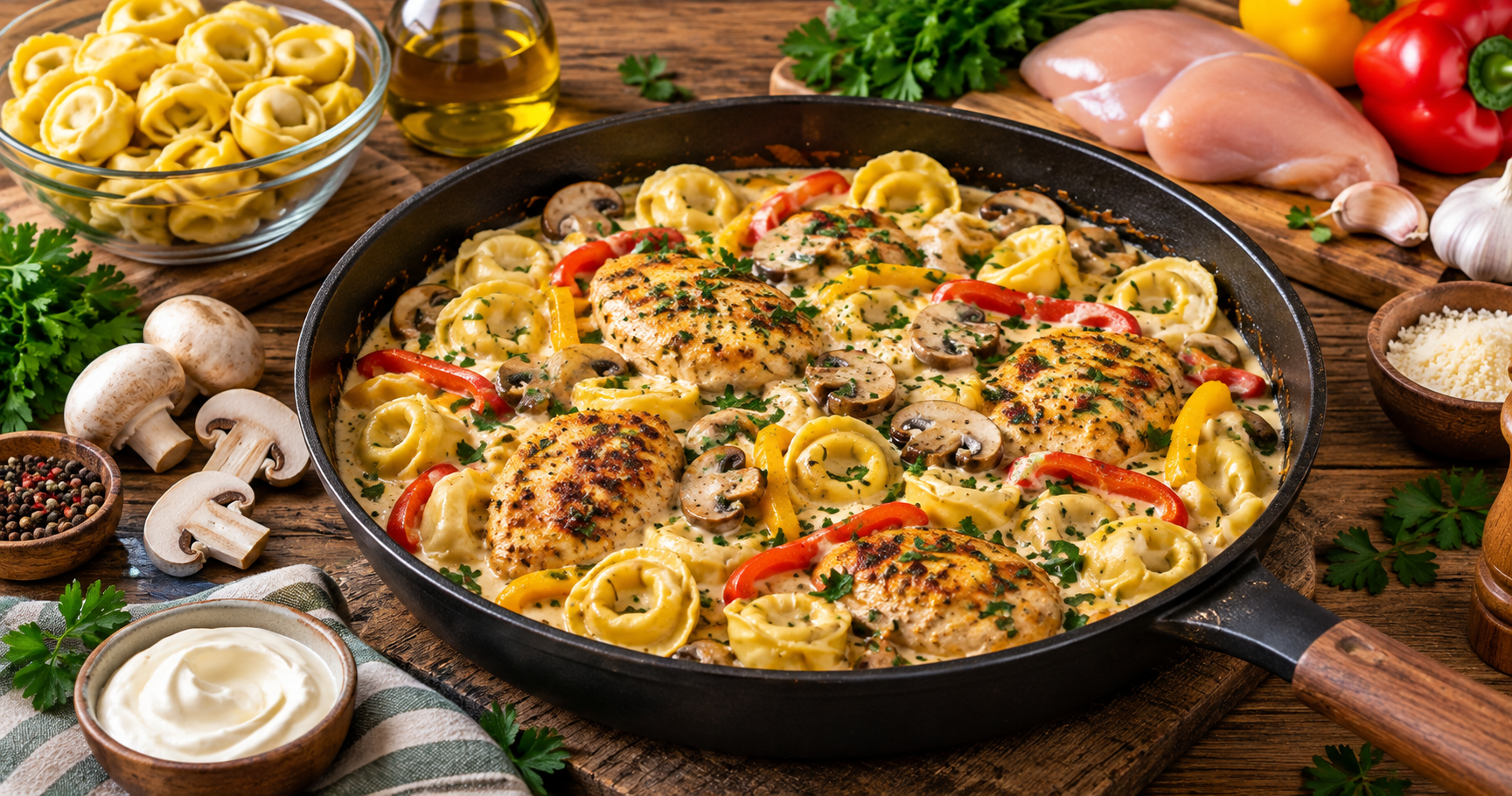 Cremige Tortellini mit Hähnchen & Schmand – in nur 10 Minuten fertig
